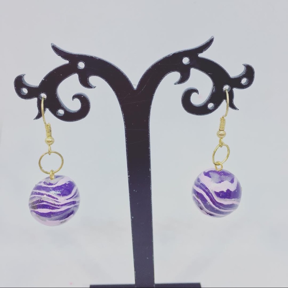 Unique Handmade Polymer Clay Beaded Earrings - Picture 3 of 3